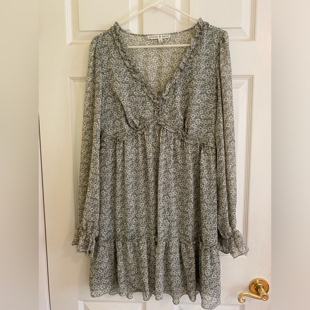 Floral Green mini dress